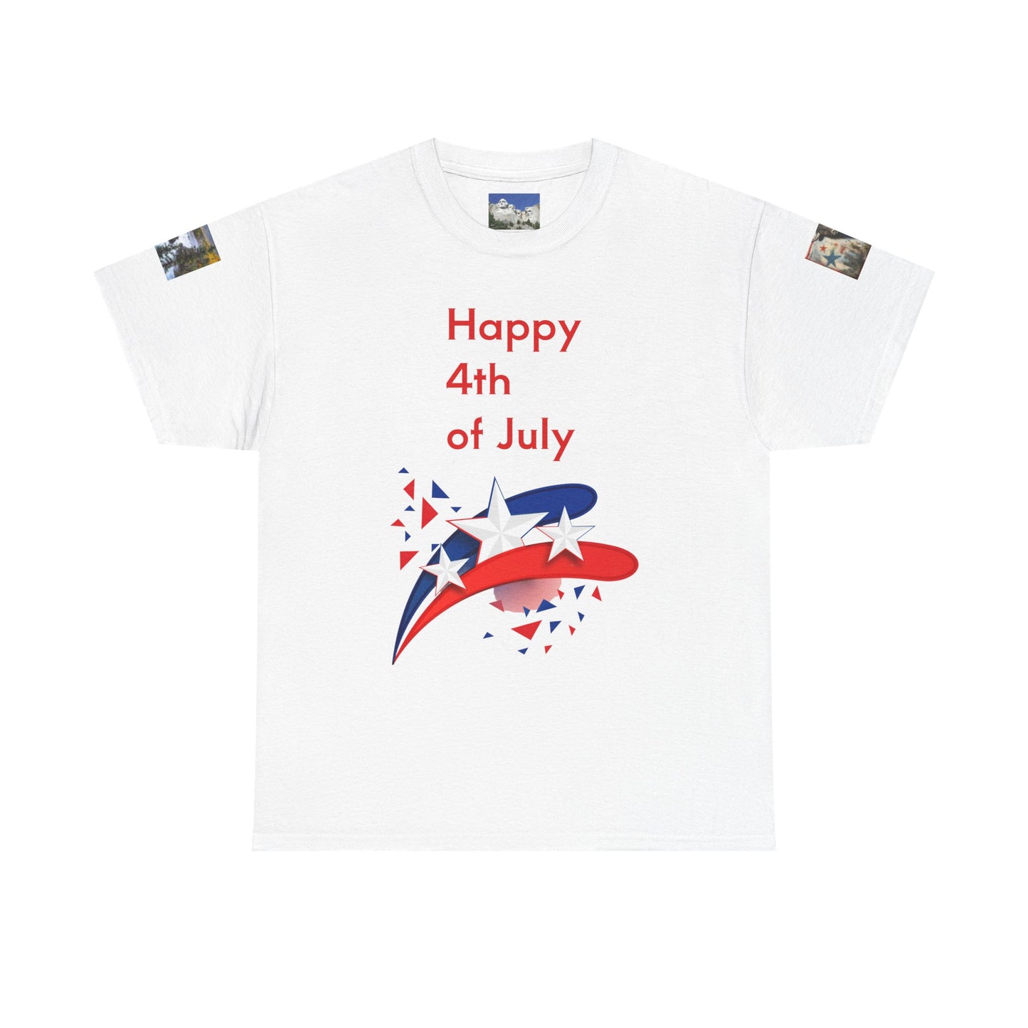 Happy 4th of July Unisex Heavy Cotton Tee | Patriotic Shirt, Independence Day Gift, Red White Blue Tee, Summer Celebration, Casual Wear