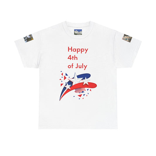 Happy 4th of July Unisex Heavy Cotton Tee | Patriotic Shirt, Independence Day Gift, Red White Blue Tee, Summer Celebration, Casual Wear