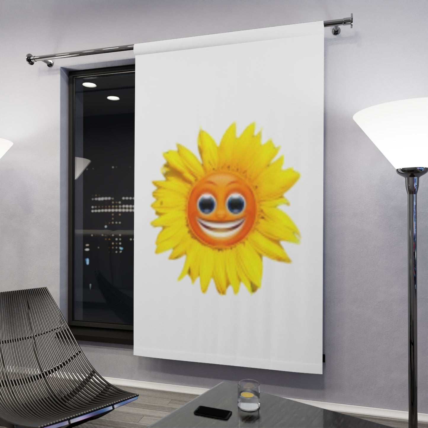 Smiling Yellow Sun Window Curtains (1 Piece) Great for Children's Room