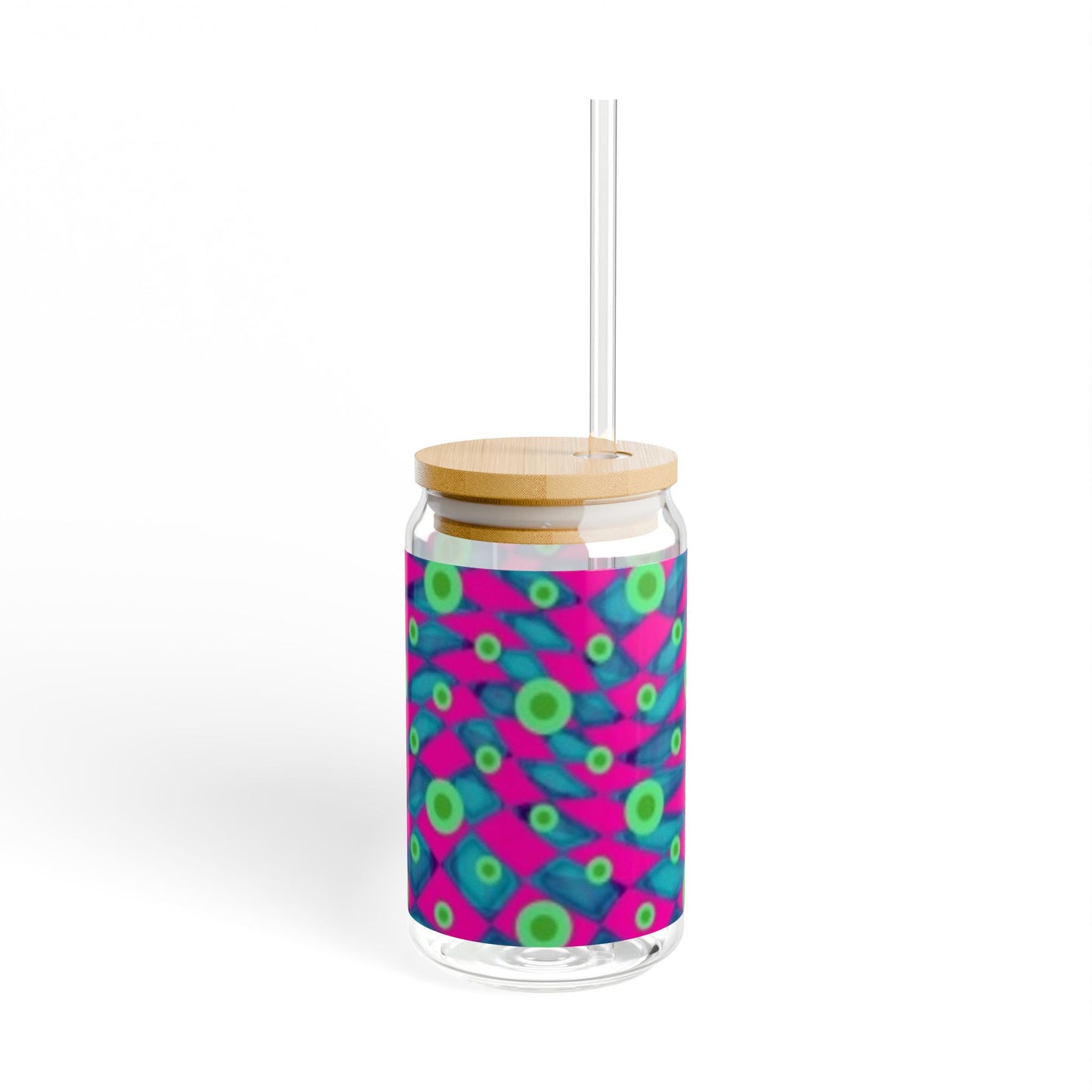 Vibrant Sipper Glass, 16oz | Colorful Drinkware for Parties, Eco-Friendly Straw Cup, Summer Refreshments, Gift for Friends