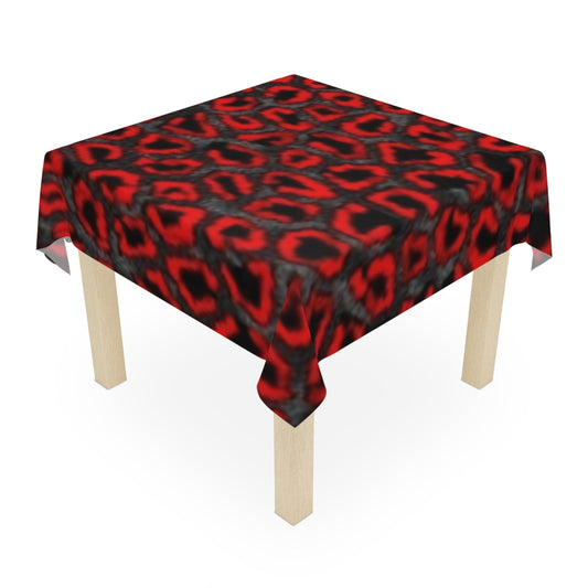 Bold Red Leopard Print Tablecloth for Stylish Dining