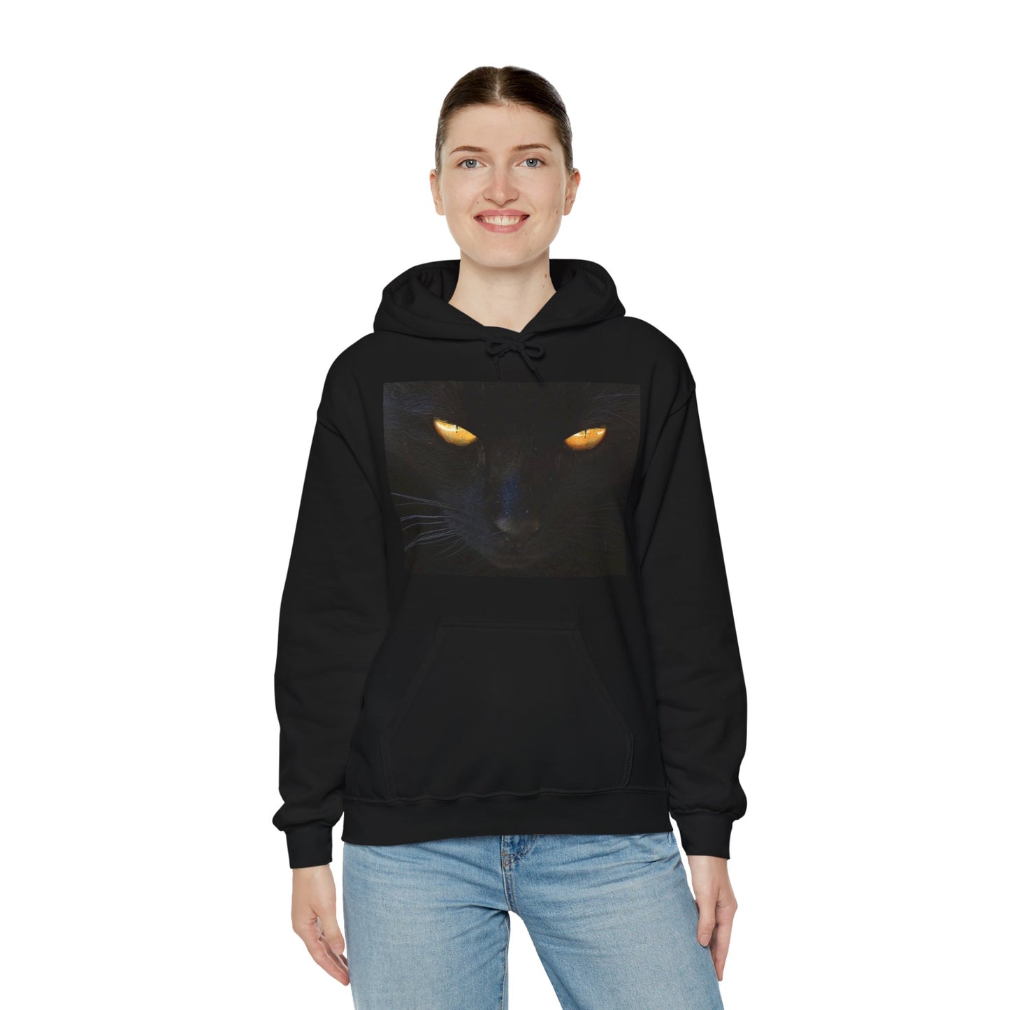 Sudadera con capucha con cara de gato negro