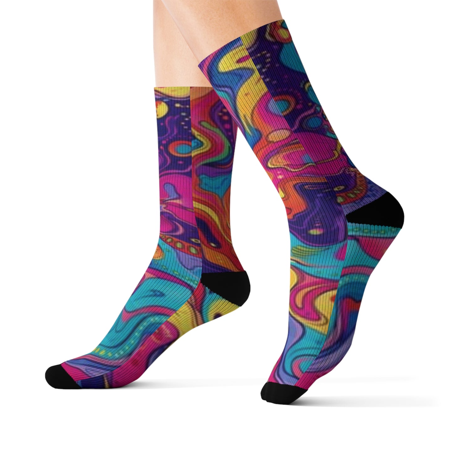 Vibrant Sublimation Socks – Colorful Abstract Design for Everyday Comfort