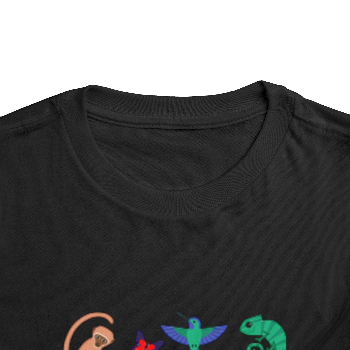 Wildlife Adventure Toddler Short Sleeve Tee - Fun Black Animal Print Shirt