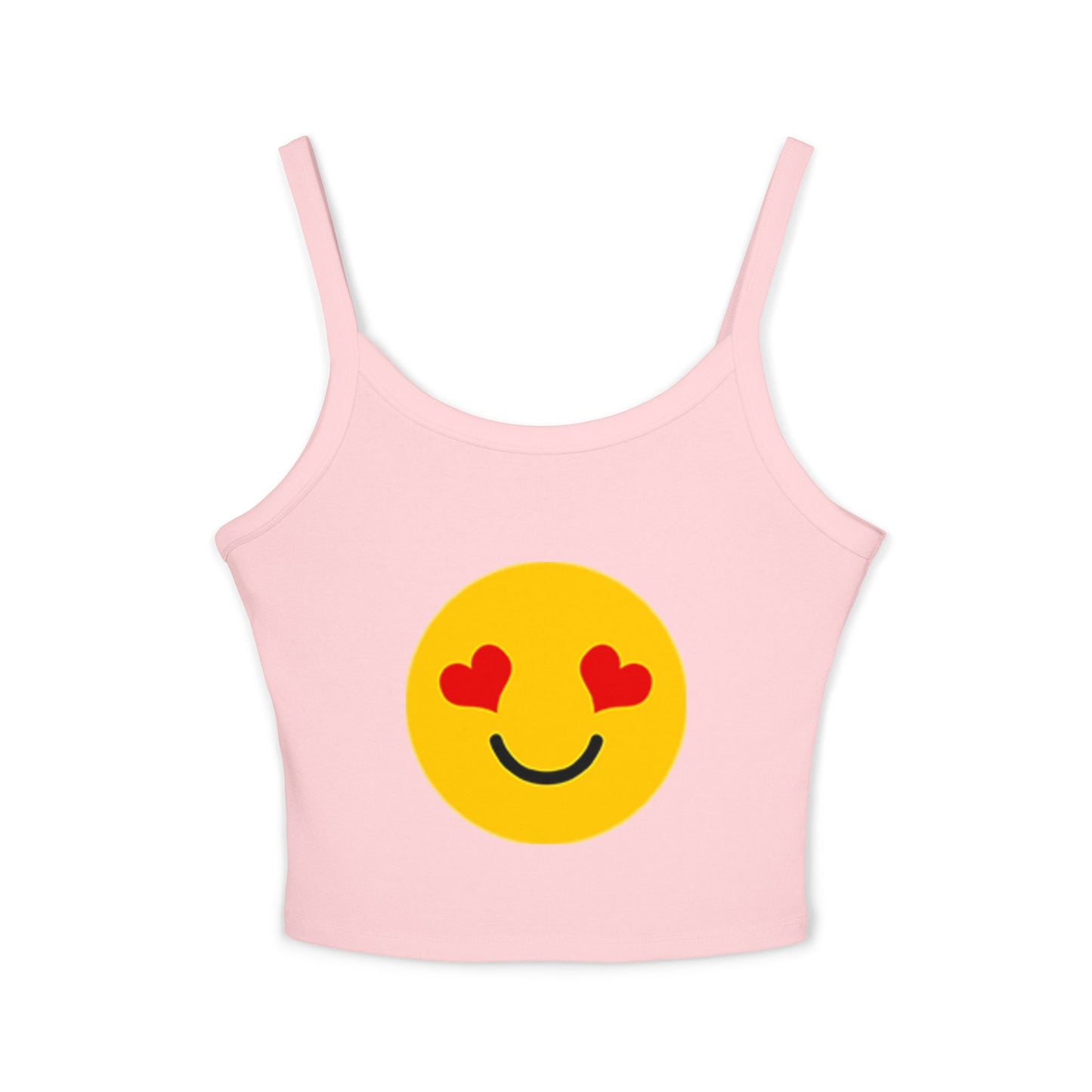 Happy Heart Smiley Tank Top | Women's Spaghetti Strap Shirt, Cute Summer Top, Casual Wear, Gift for Her, Valentine's Day