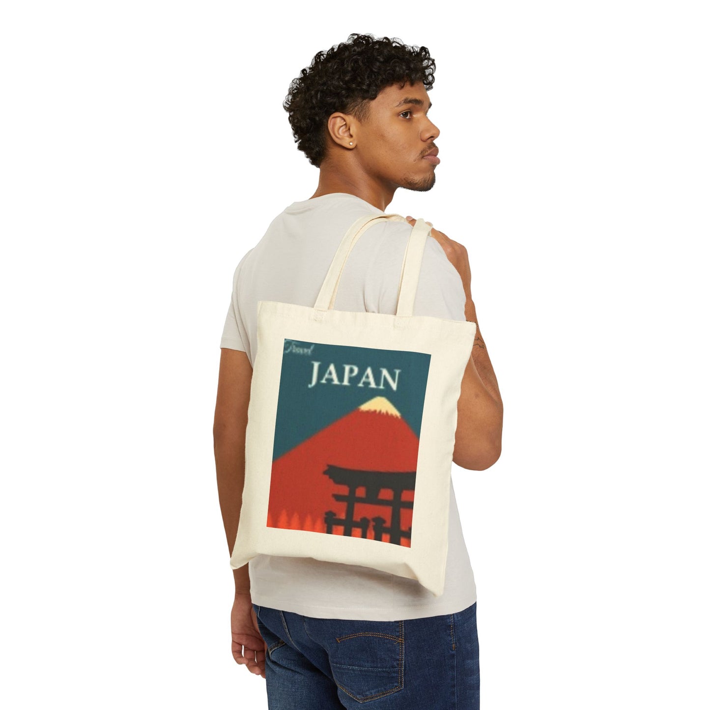 Artistic Cotton Canvas Tote Bag - Vibrant Dragon & Japan Designs
