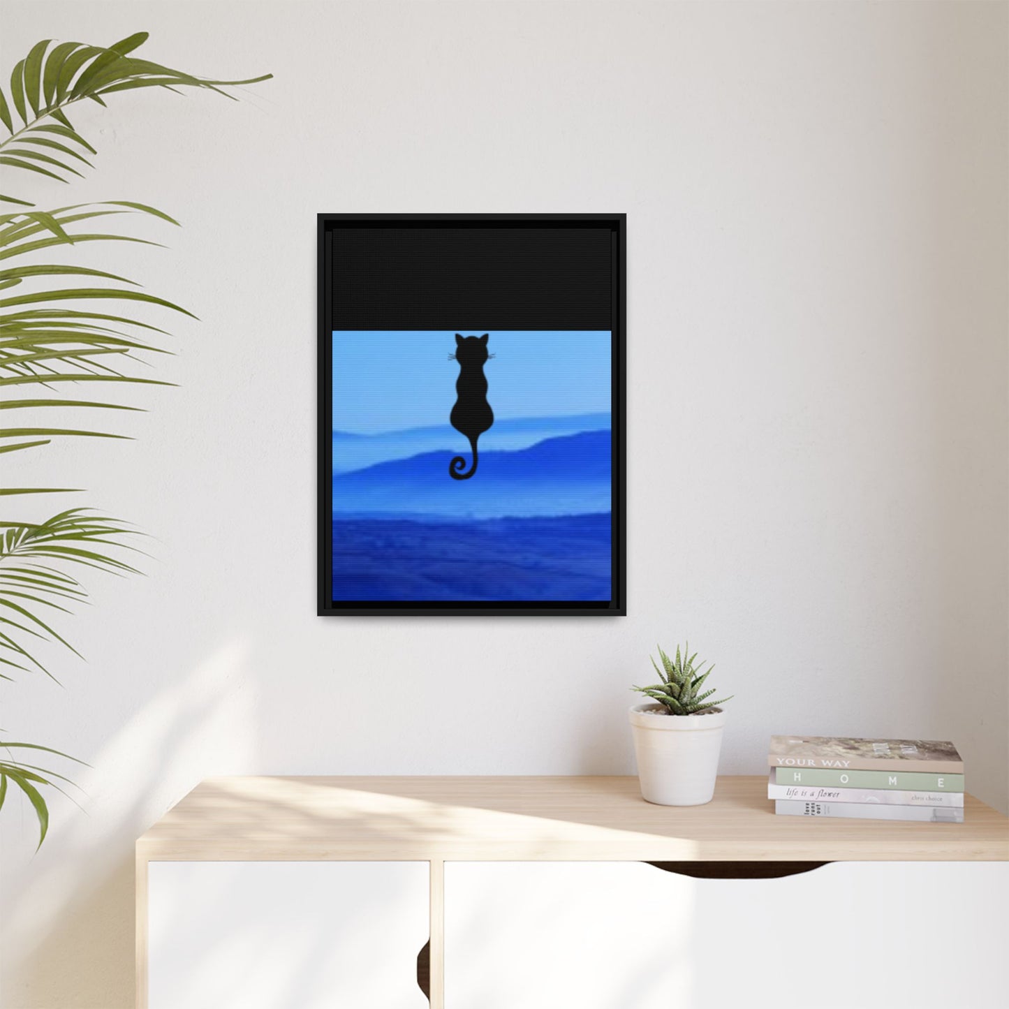 Framed Cat Silhouette Art Print, Wall Decor, Cat Lover Gift, Home Office Art, Pet Memorial