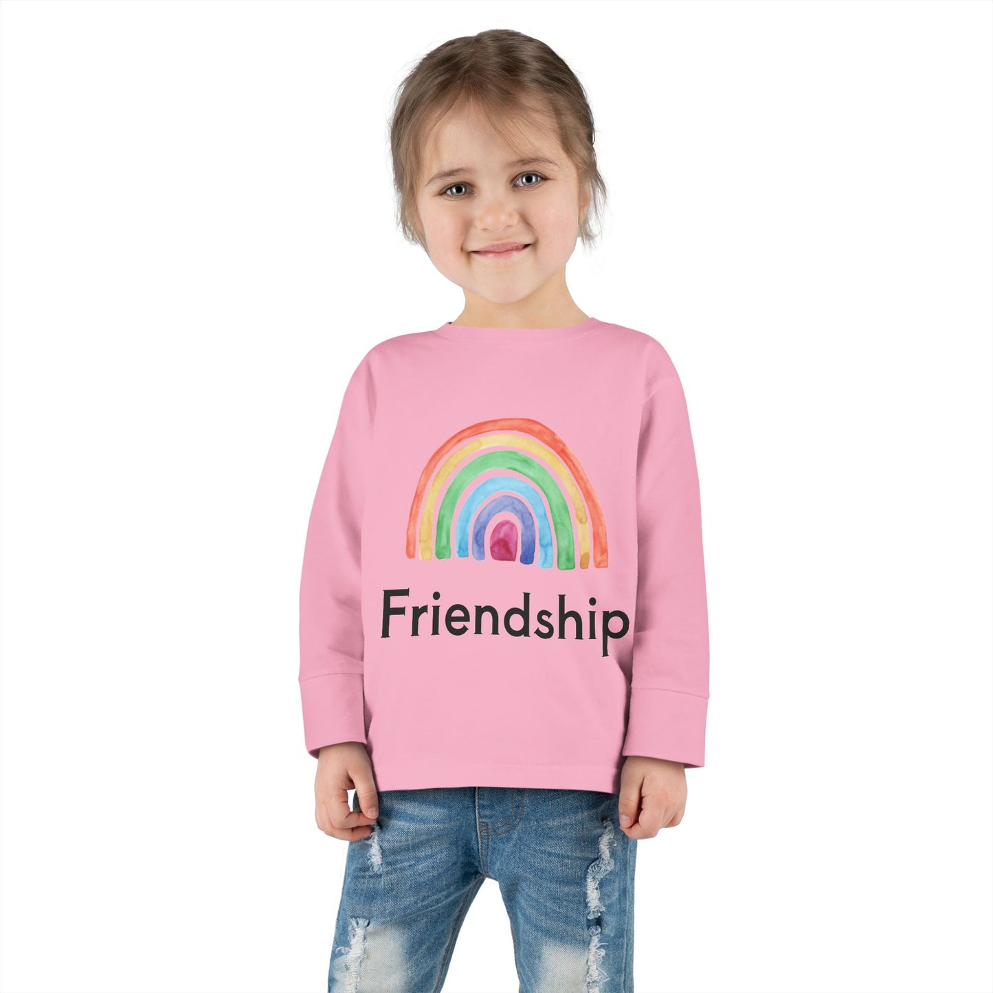 Rainbow ‘Friendship’ Patriotic Cat Toddler Long Sleeve T-shirt Fabulous Gift!