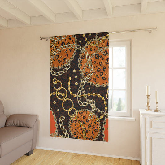 Cortinas para ventana de 50" x 84" (1 pieza) con diseño de círculos de cadena