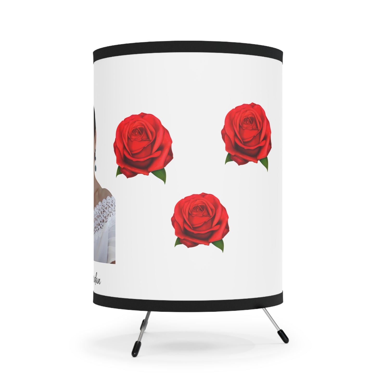 Romantic Rose Tripod Lamp with Custom Printed Shade