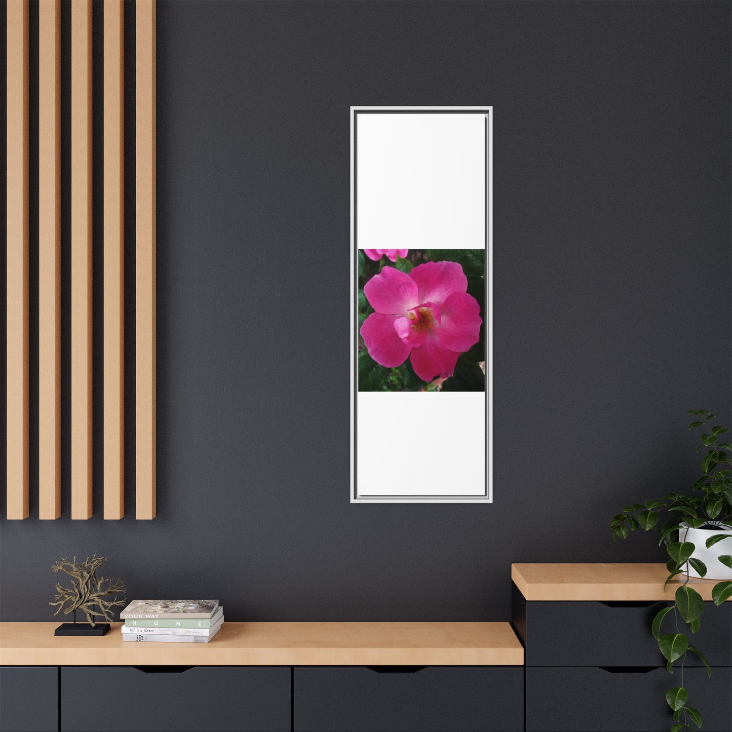 Framed Floral Canvas Art Print | Vibrant Pink Flower Decor, Wall Art for Home, Gift for Her, Mother's Day, Birthday
