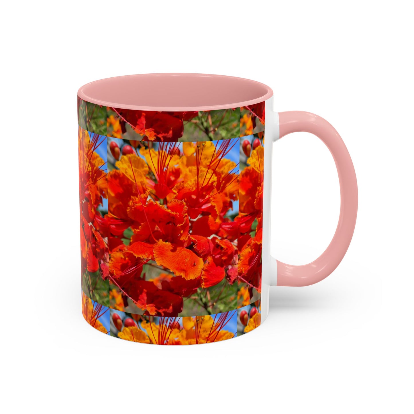Orange Flowers Accent Coffee Mug 11 oz Great for Coffee Tea Milk Water Juice Ice Cream Soup