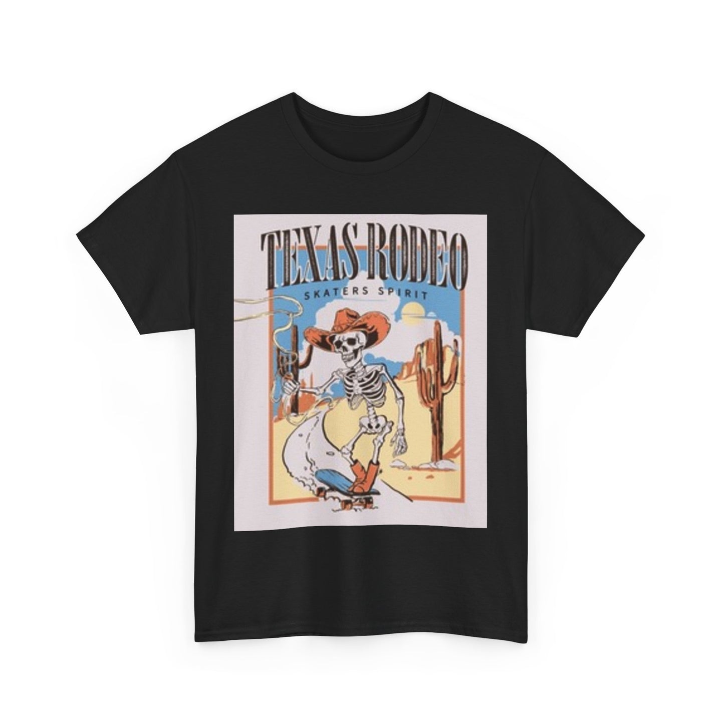 T-shirt unisexe en coton épais Texas Rodeo - Motif squelette 