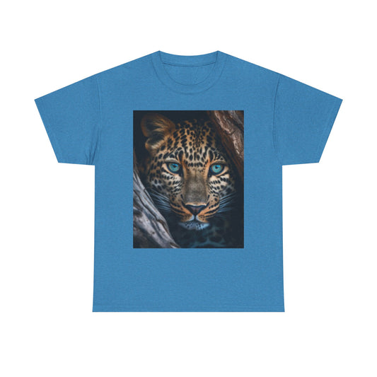Camiseta unisex de algodón grueso para amantes de la vida silvestre - Diseño de leopardo feroz 