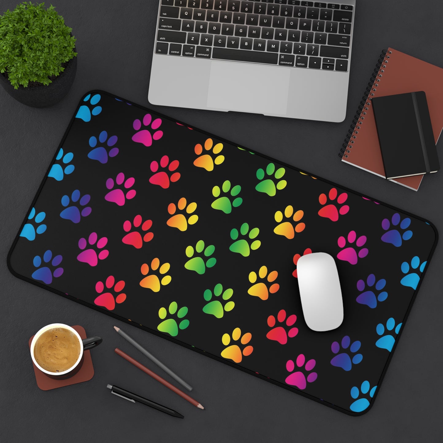 Colorful Paw Print Desk Mat - Perfect for Pet Lovers