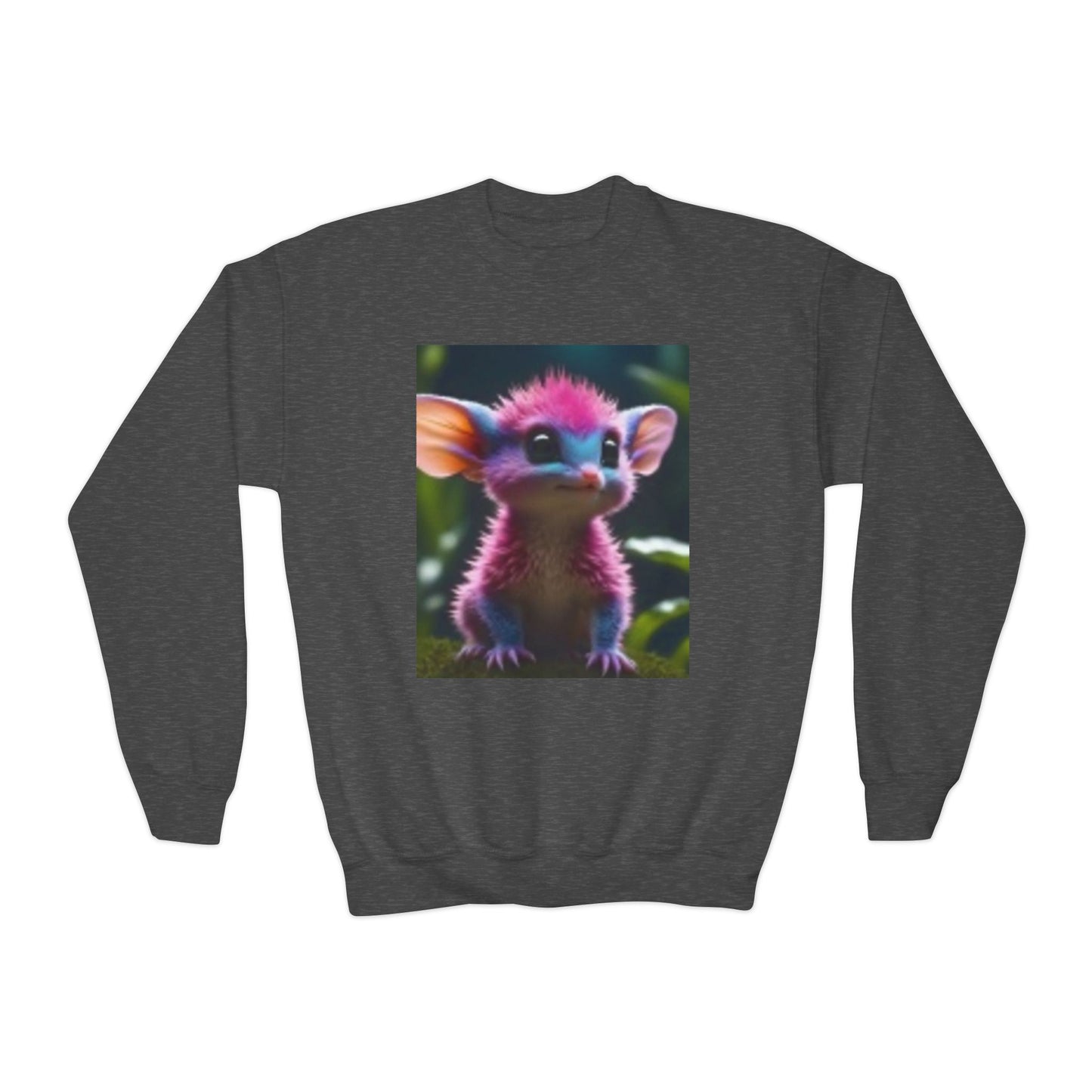 Sweat-shirt ras du cou pour jeunes avec adorable imprimé créature fantastique 