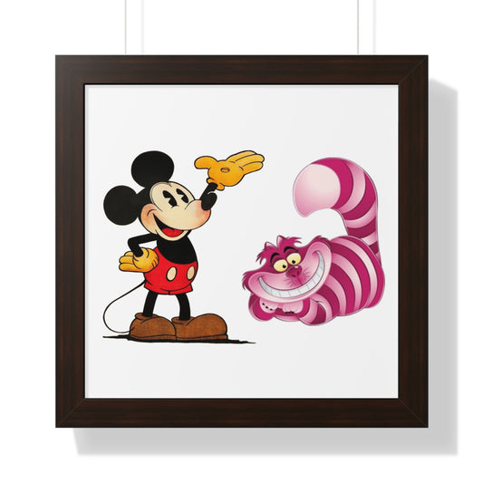 Framed Horizontal Poster Mickey Mouse & Cheshire Cat