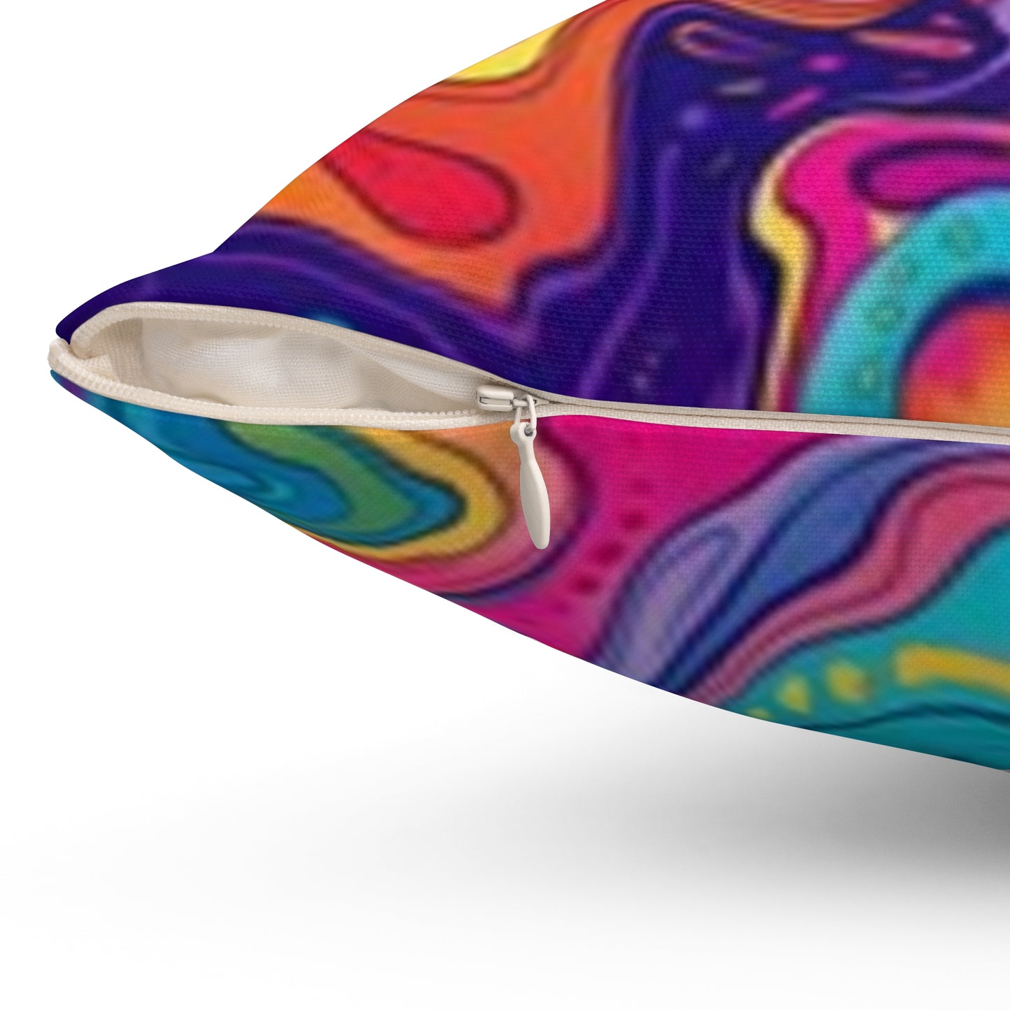 Vibrant Abstract Art Pillow - Colorful Spun Polyester Decorative Cushion