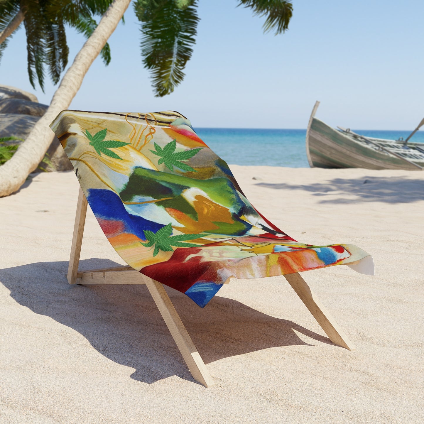 Beach Towel Multi-Color Marijuana Leaf