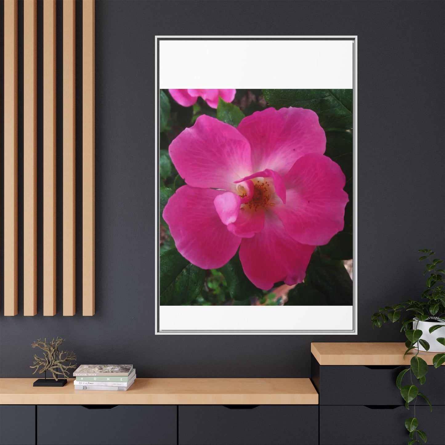 Framed Floral Canvas Art Print | Vibrant Pink Flower Decor, Wall Art for Home, Gift for Her, Mother's Day, Birthday