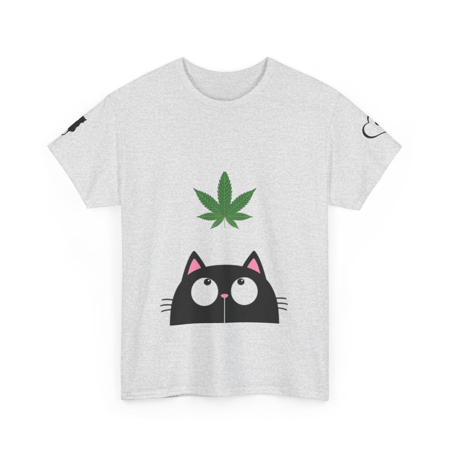 Funny Cat Looking at Marijuana Leaf  " I Love this T-shirt"