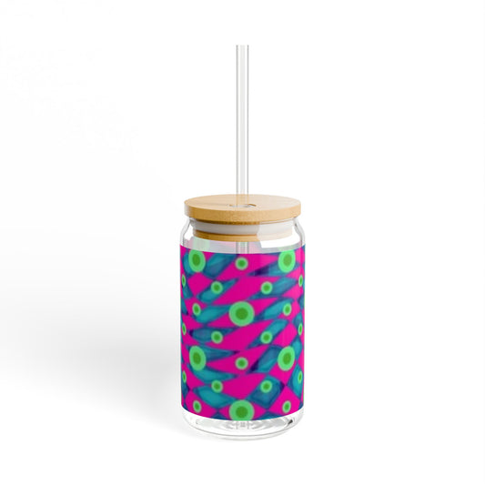 Vibrant Sipper Glass, 16oz | Colorful Drinkware for Parties, Eco-Friendly Straw Cup, Summer Refreshments, Gift for Friends