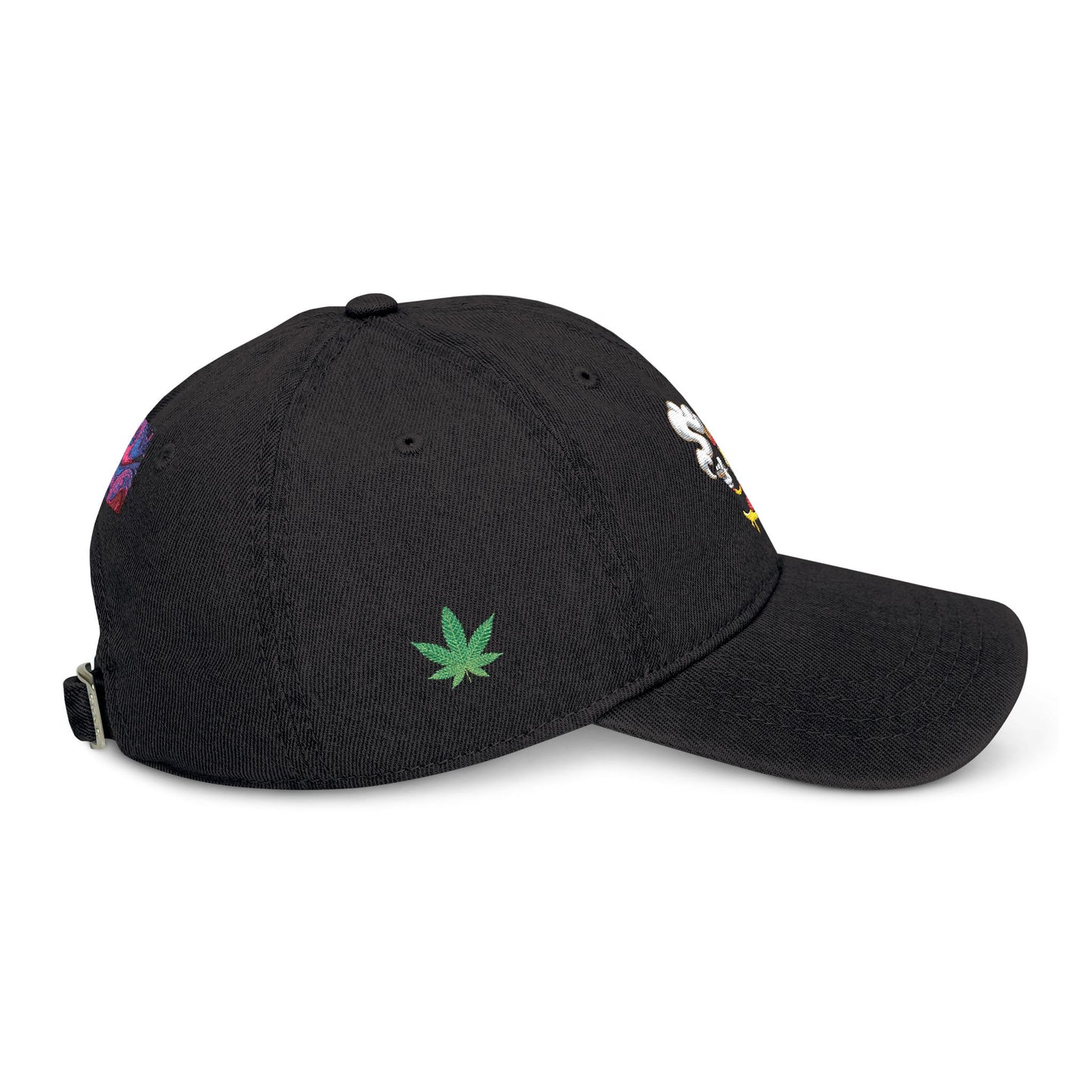 Denim Hat Cartoon Pizza Marijuana Money Sign Colorful Design