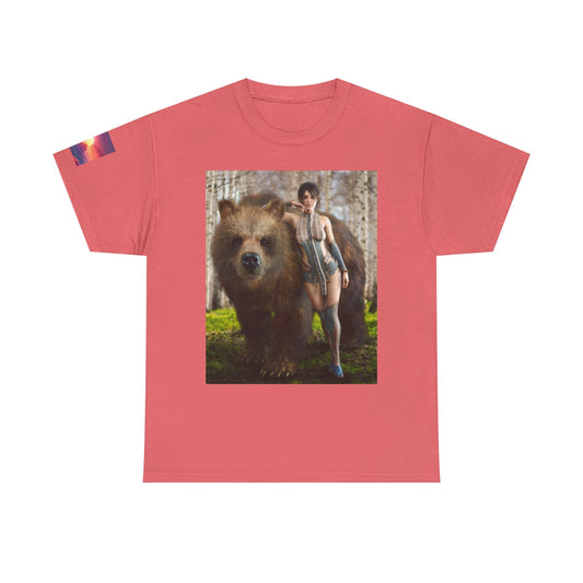 Sexy Girl & Bear Unisex T-shirt | Nature Inspired T-Shirt, Casual Gift, Unique Design, Eco-Friendly Fashion, Outdoor Lover Apparel