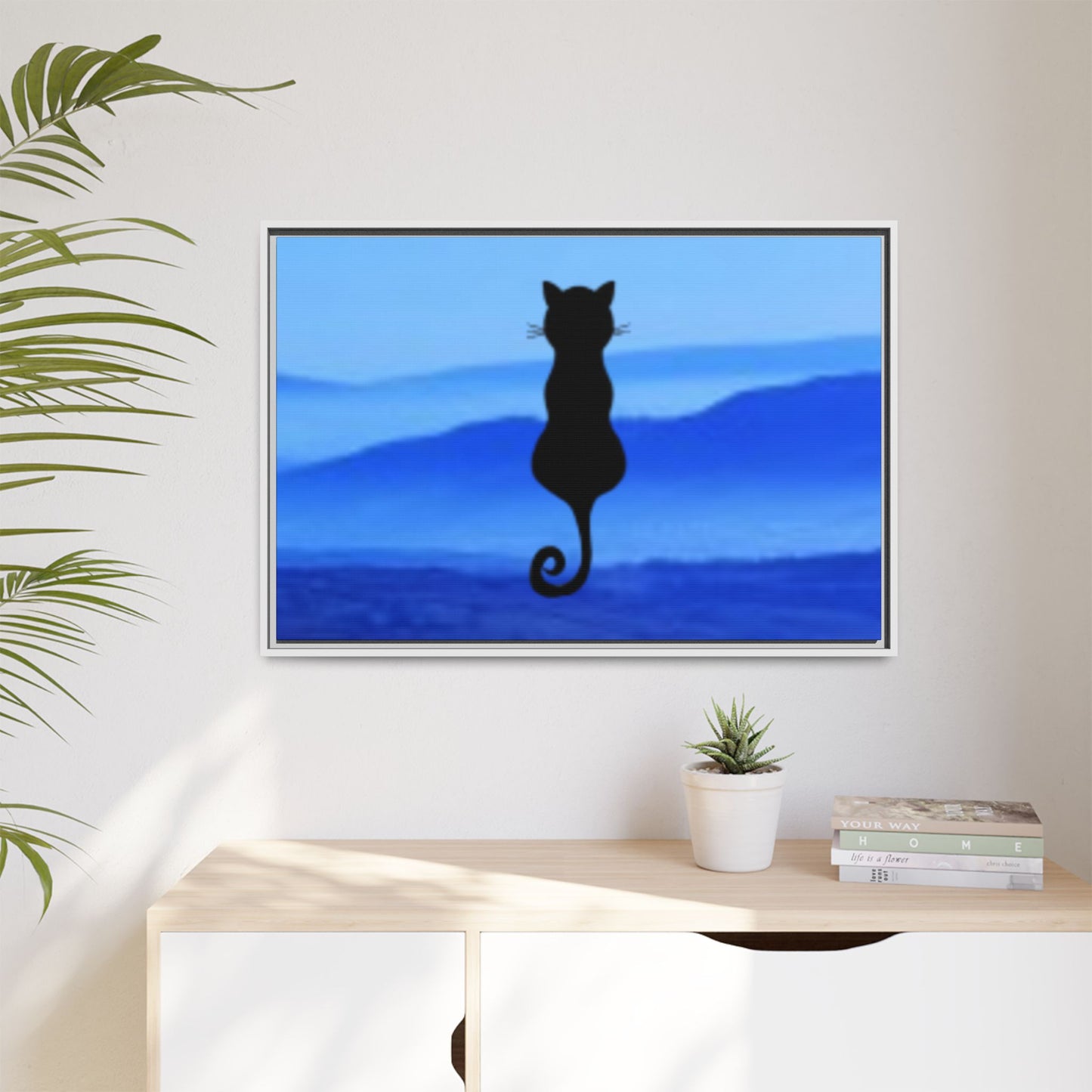 Framed Cat Silhouette Art Print, Wall Decor, Cat Lover Gift, Home Office Art, Pet Memorial