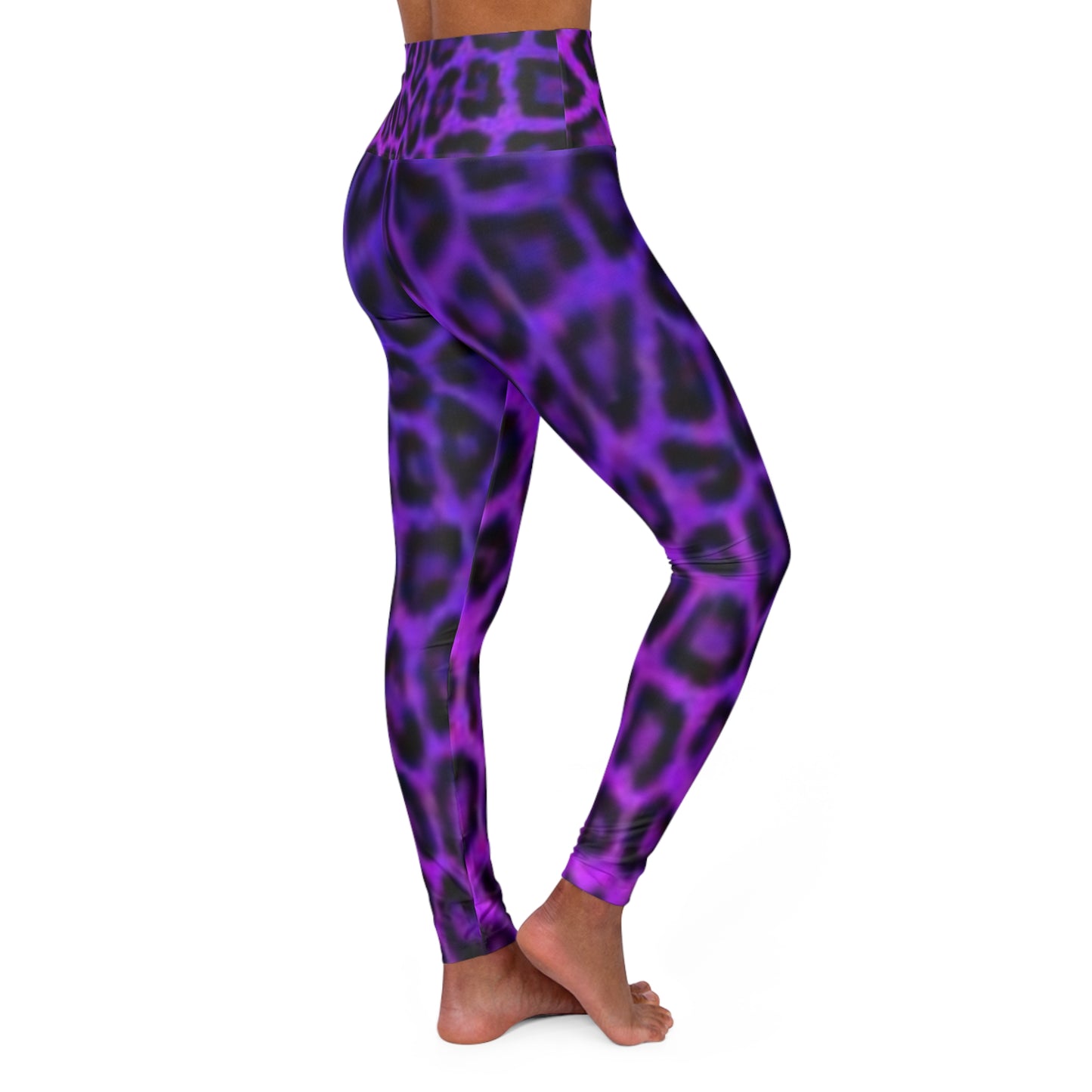 Leggings de yoga taille haute à imprimé léopard violet intense pour un style de vie actif 