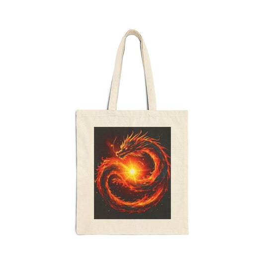 Artistic Cotton Canvas Tote Bag - Vibrant Dragon & Japan Designs