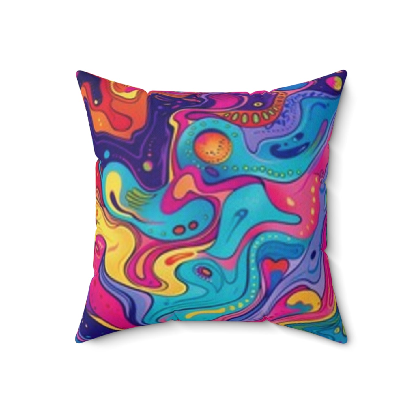 Vibrant Abstract Art Pillow - Colorful Spun Polyester Decorative Cushion