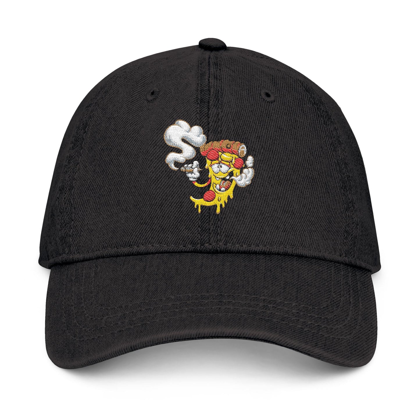 Denim Hat Cartoon Pizza Marijuana Money Sign Colorful Design