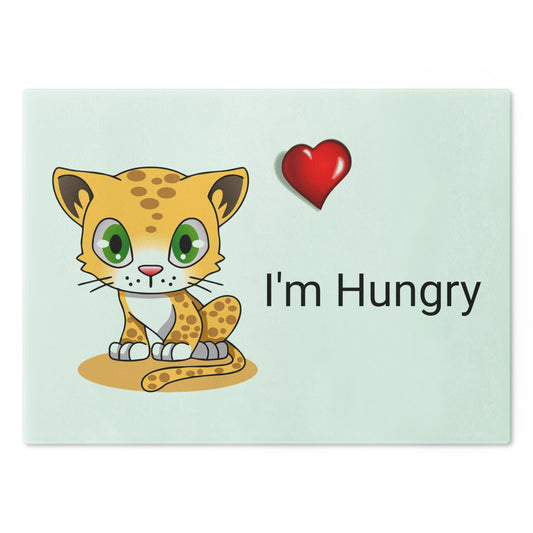 Cutting Board Tampered Glass Cartoon Tiger Heart