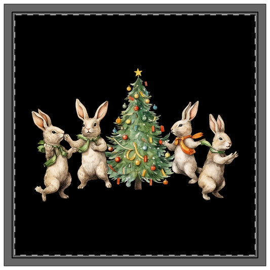 Napkins, 4-set Four Rabbits Christmas Tree Great Gift