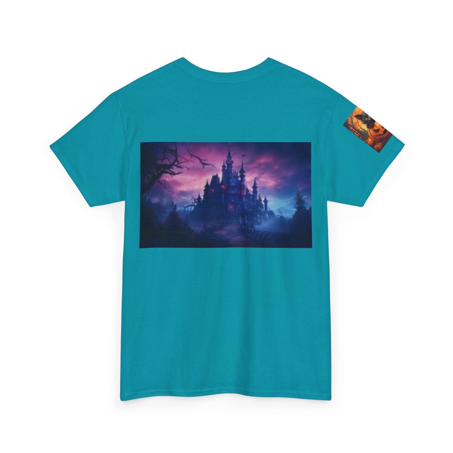 Witch Wine Castle Black Cat Unisex Heavy Cotton T-shirt