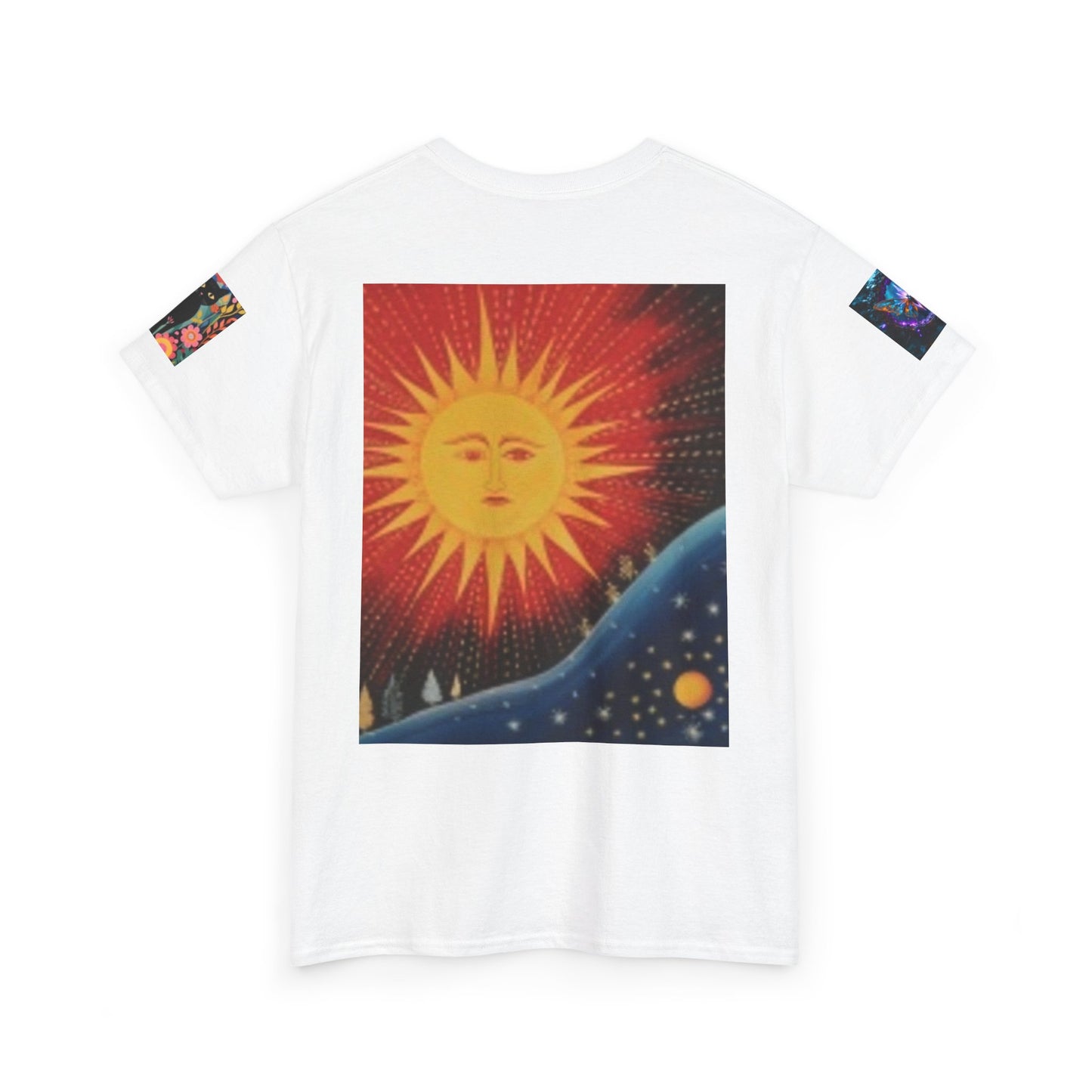 Happy Vibes Unisex Heavy Cotton T-shirt – Retro Sunshine & Map Designs