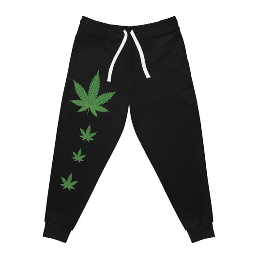 Athletic Joggers 4 Marijuana Leafs on right leg