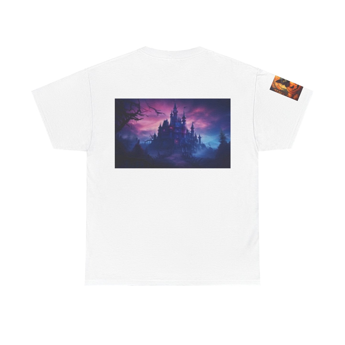 Witch Wine Castle Black Cat Unisex Heavy Cotton T-shirt