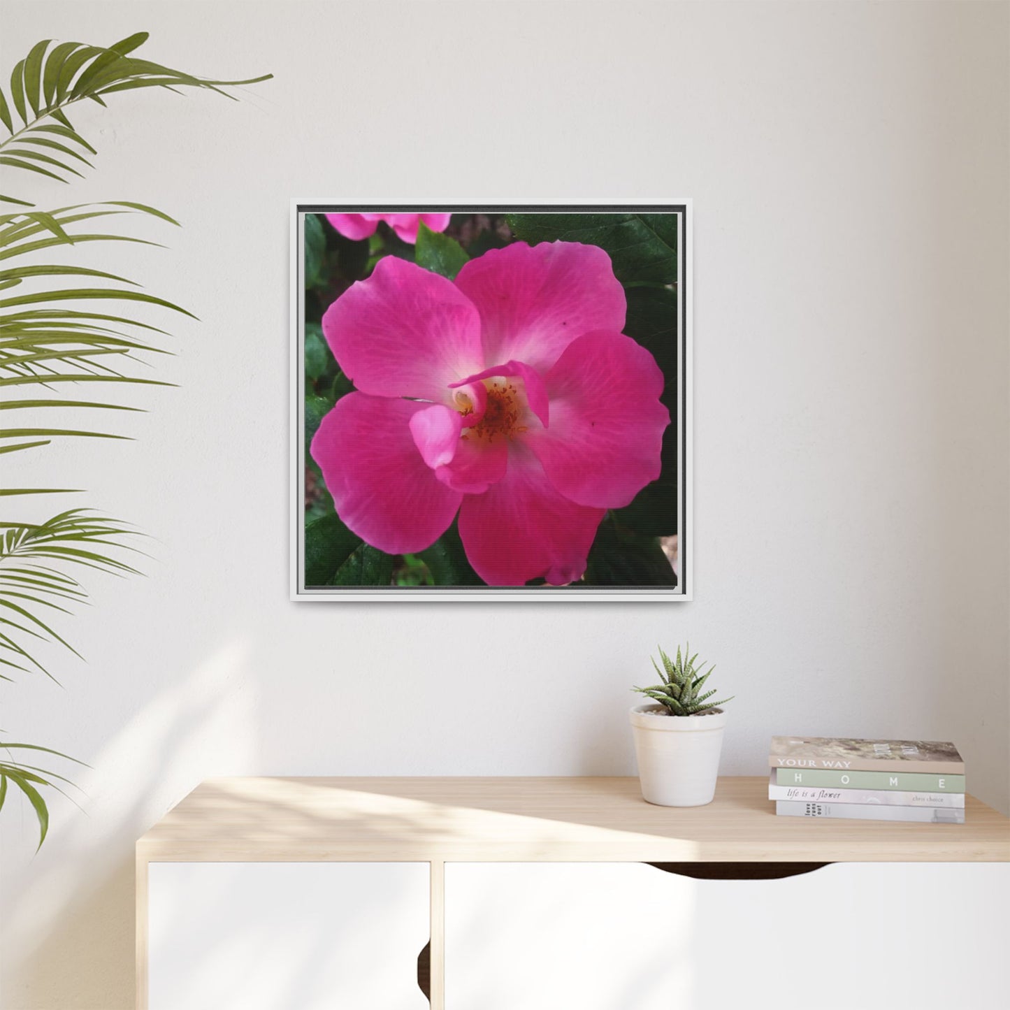 Framed Floral Canvas Art Print | Vibrant Pink Flower Decor, Wall Art for Home, Gift for Her, Mother's Day, Birthday