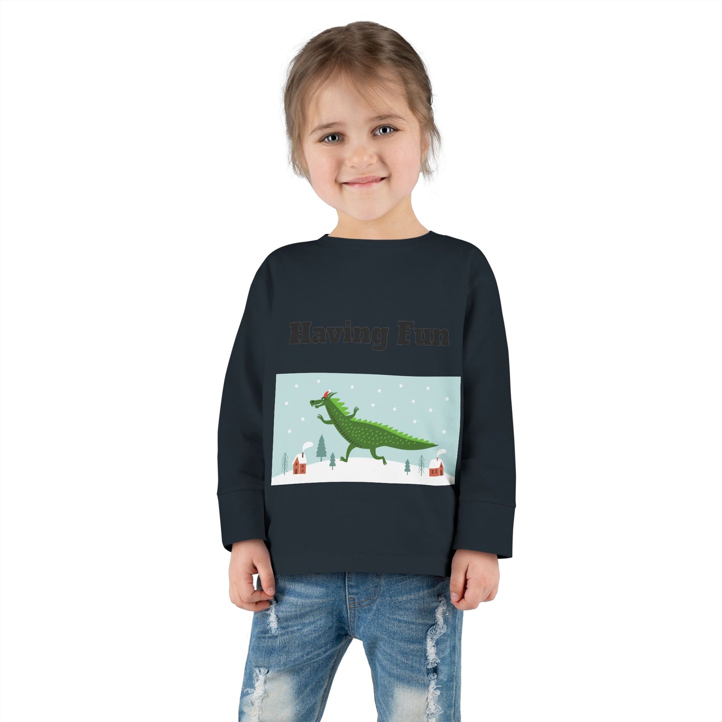 Camiseta de manga larga para niños pequeños Dinosaurio divirtiéndose