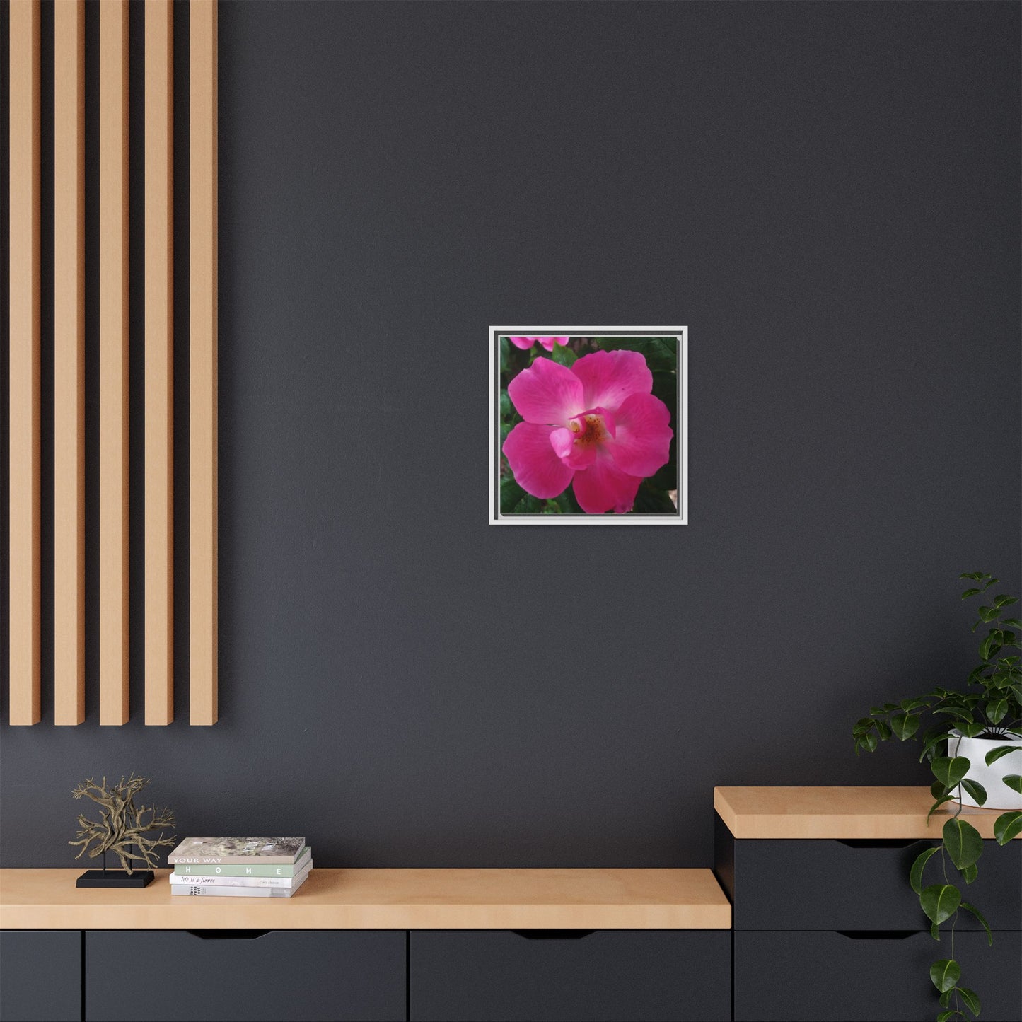 Framed Floral Canvas Art Print | Vibrant Pink Flower Decor, Wall Art for Home, Gift for Her, Mother's Day, Birthday