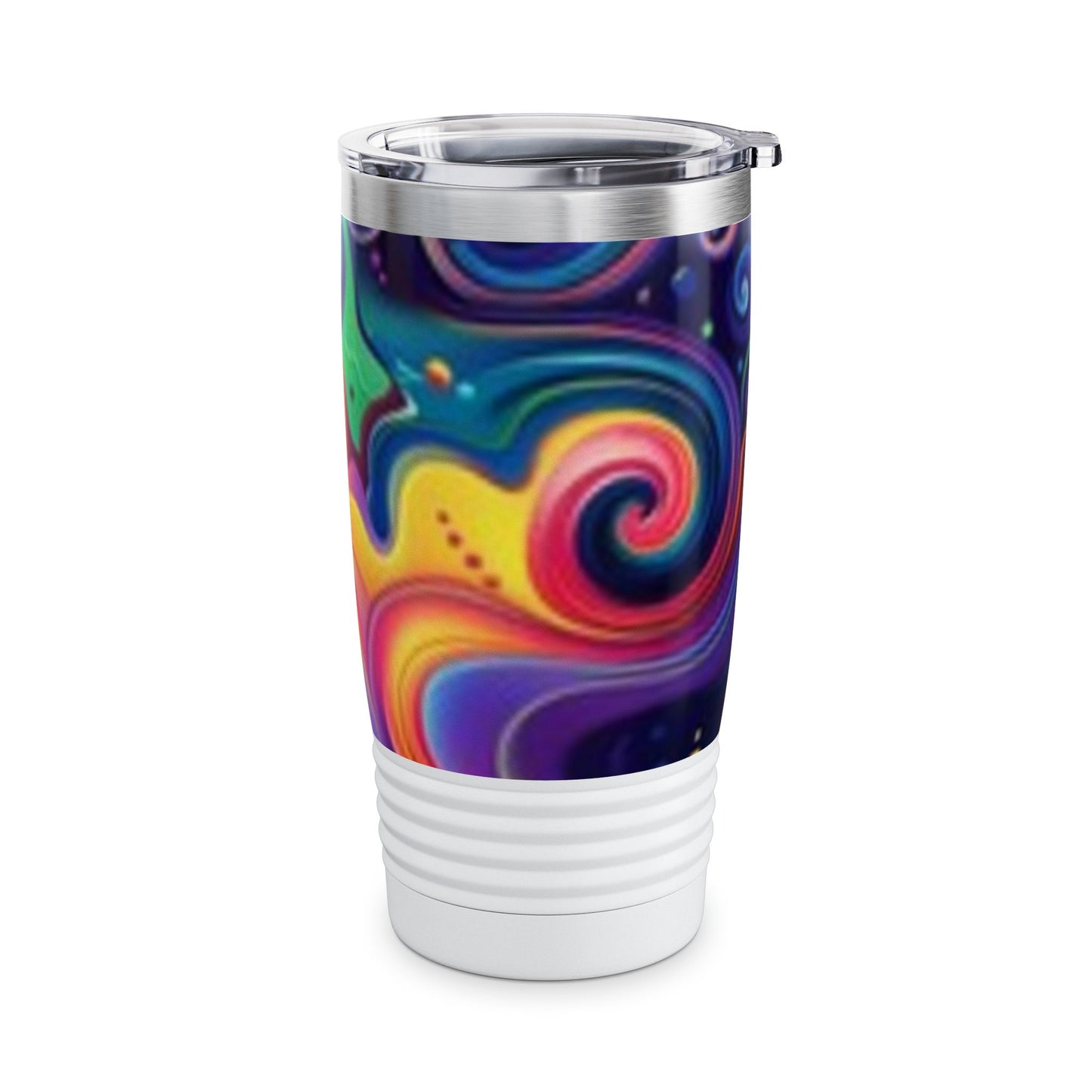 Vibrant Swirl 20oz Ringneck Tumbler - Colorful Travel Mug for Coffee Lovers