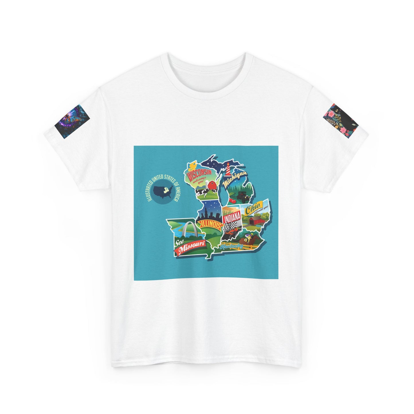 Happy Vibes Unisex Heavy Cotton T-shirt – Retro Sunshine & Map Designs