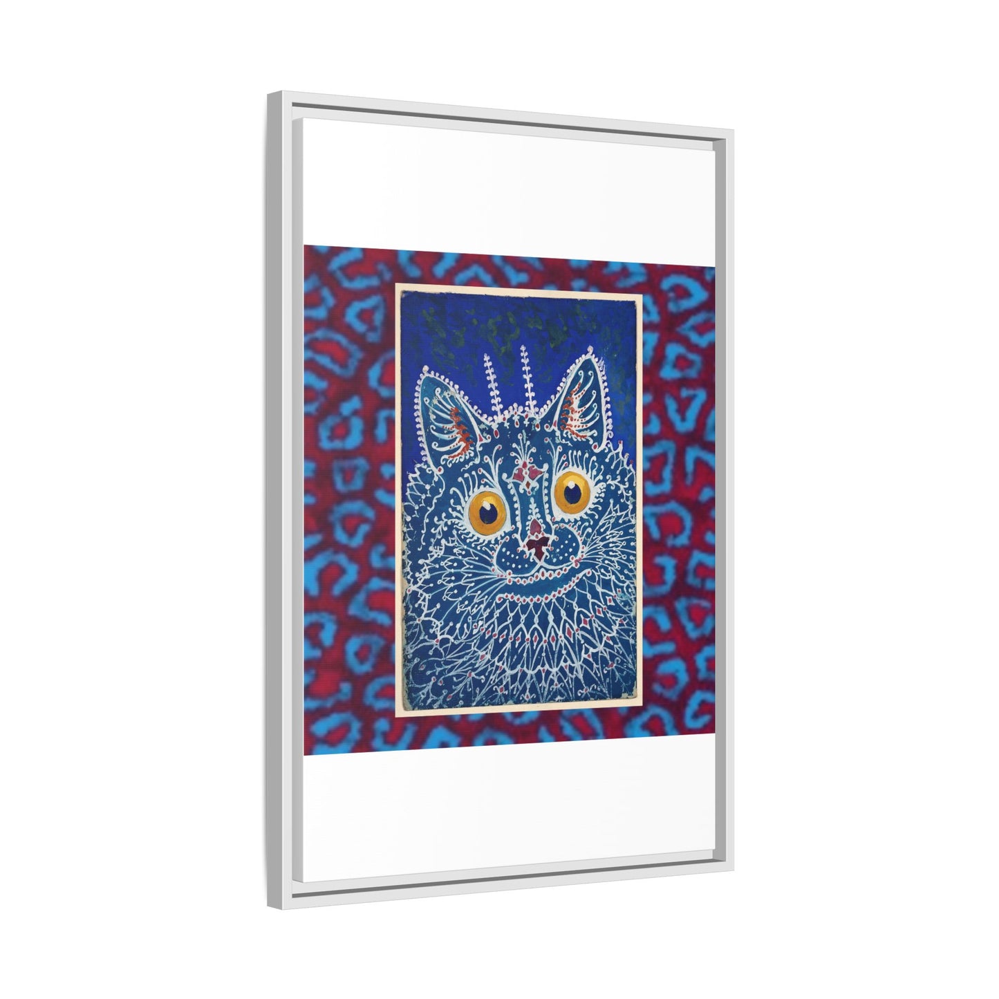 Colorful Cat Framed Matte Canvas Art - Whimsical Home Decor