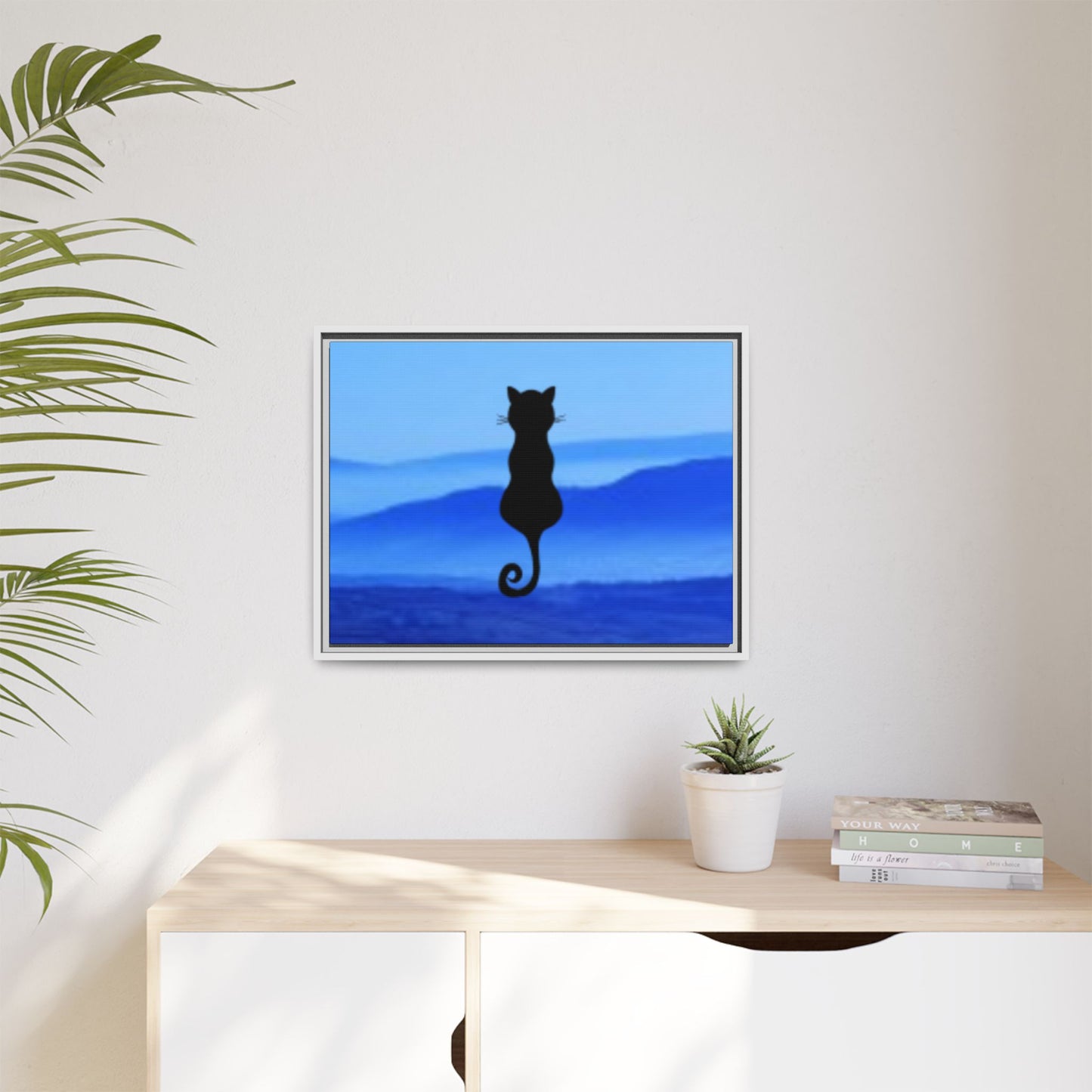 Framed Cat Silhouette Art Print, Wall Decor, Cat Lover Gift, Home Office Art, Pet Memorial