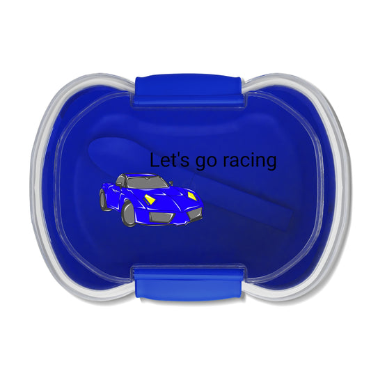 Two-tier Bento Box Blue Car Let's Go Racing