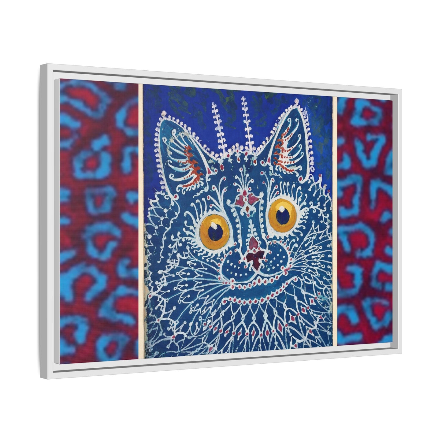 Colorful Cat Framed Matte Canvas Art - Whimsical Home Decor