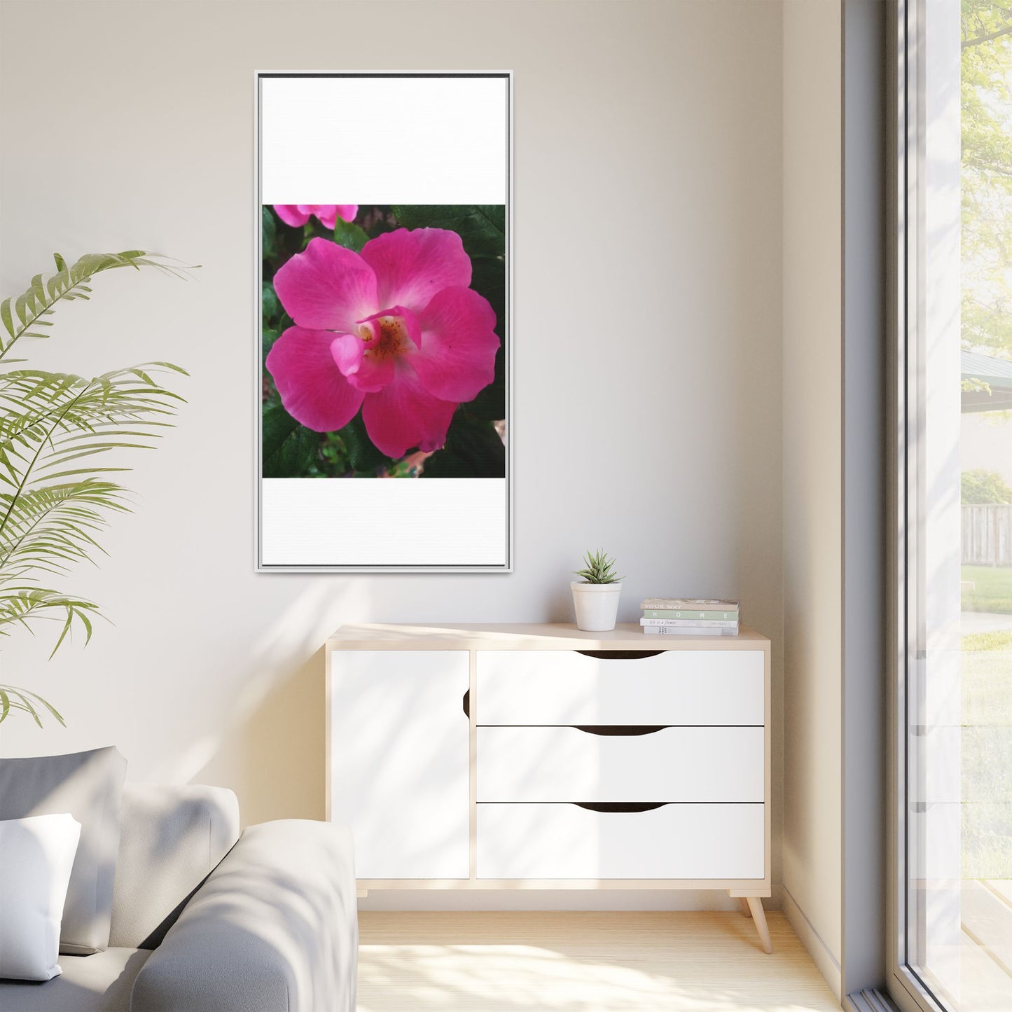 Framed Floral Canvas Art Print | Vibrant Pink Flower Decor, Wall Art for Home, Gift for Her, Mother's Day, Birthday