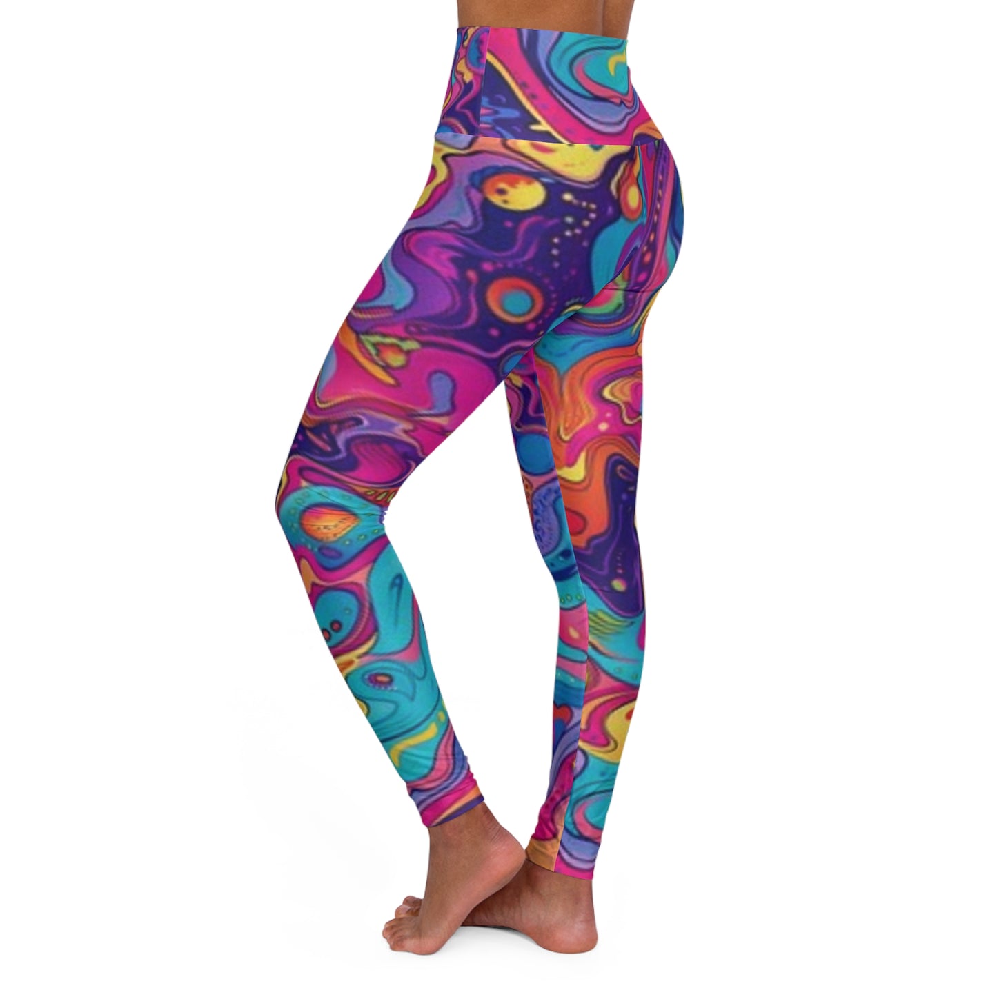 Leggings de yoga taille haute psychédéliques – Vêtements de sport colorés pour le fitness et les loisirs